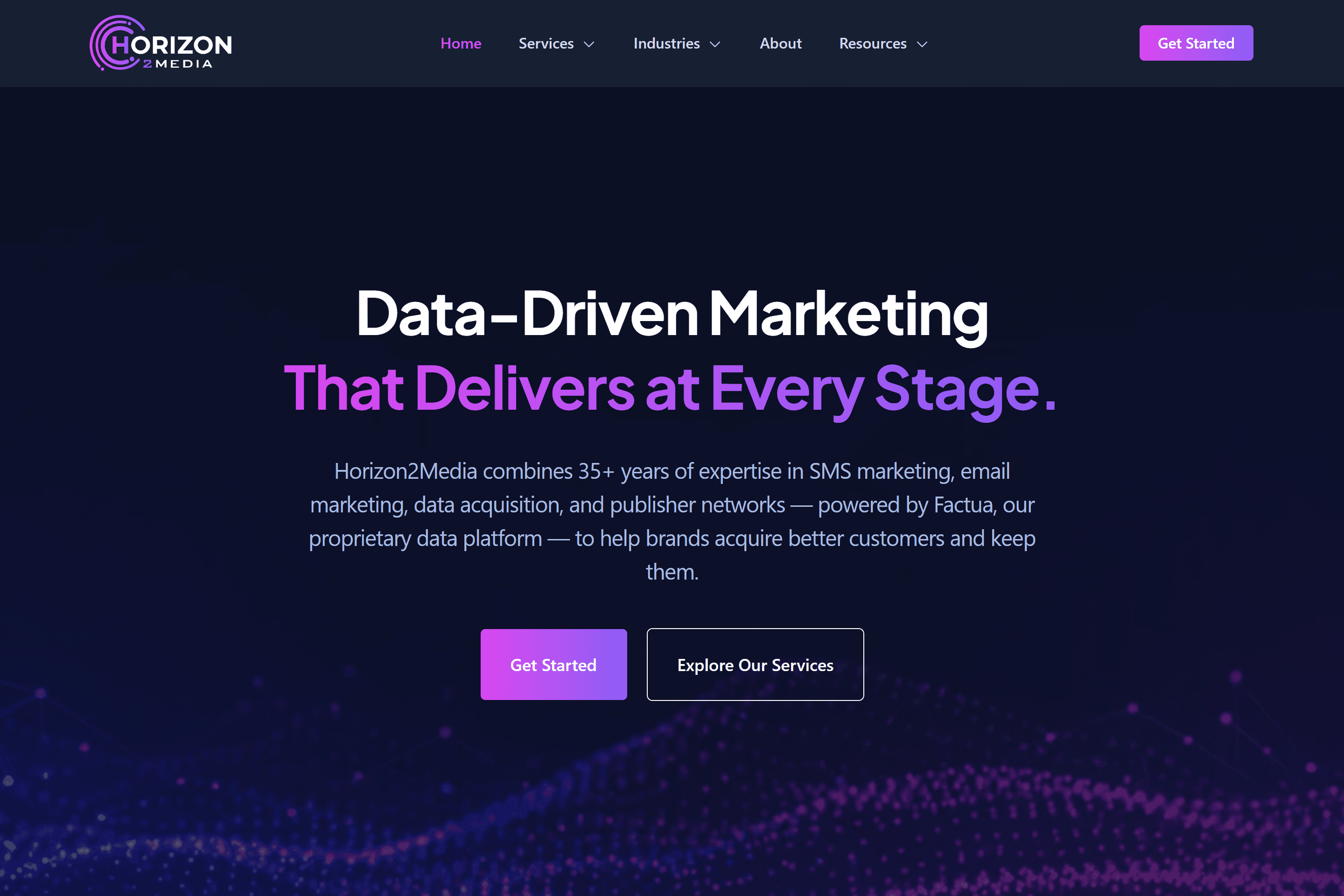 Horizon2Media home page.
